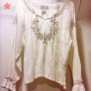 Women’s Boho Style Blouse XL Cream